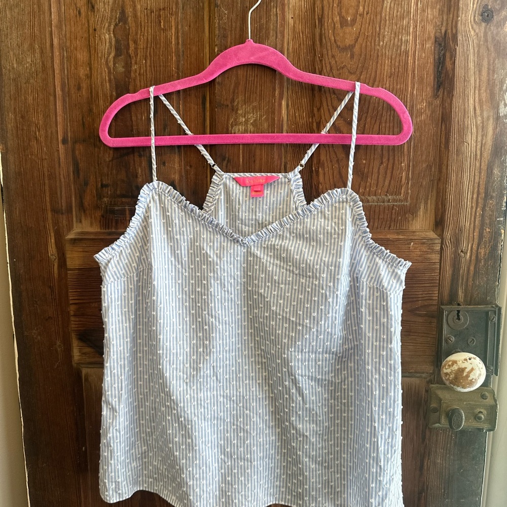 Lilly Pulitzer Striped Blue and White Seersucker Top